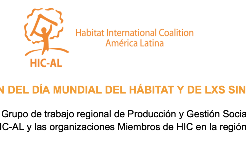 Declaración del Grupo de Trabajo de PyGSH en el Día Mundial del Hábitat