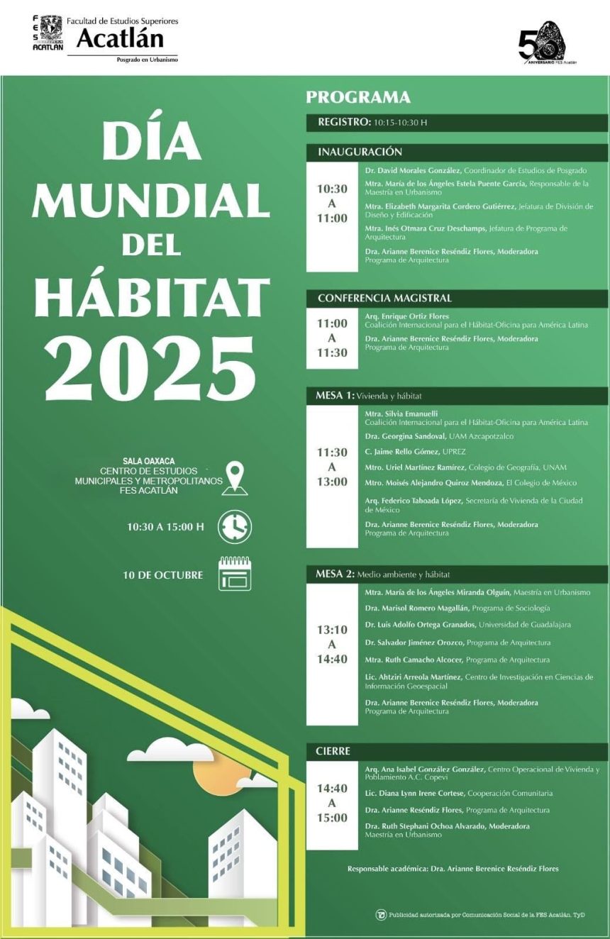 México – UNAM: Conmemoración del Día Mundial del Hábitat
