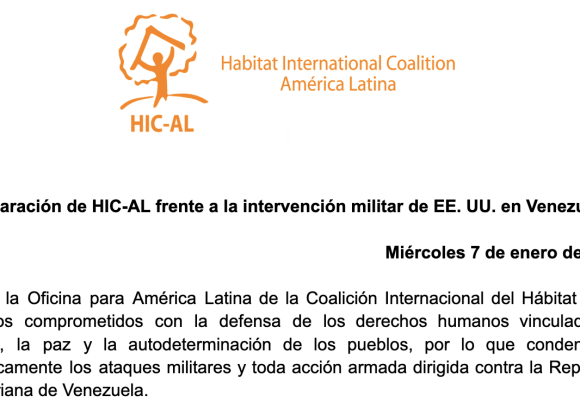 Declaración de HIC-AL frente a la intervención militar de EE. UU. en Venezuela