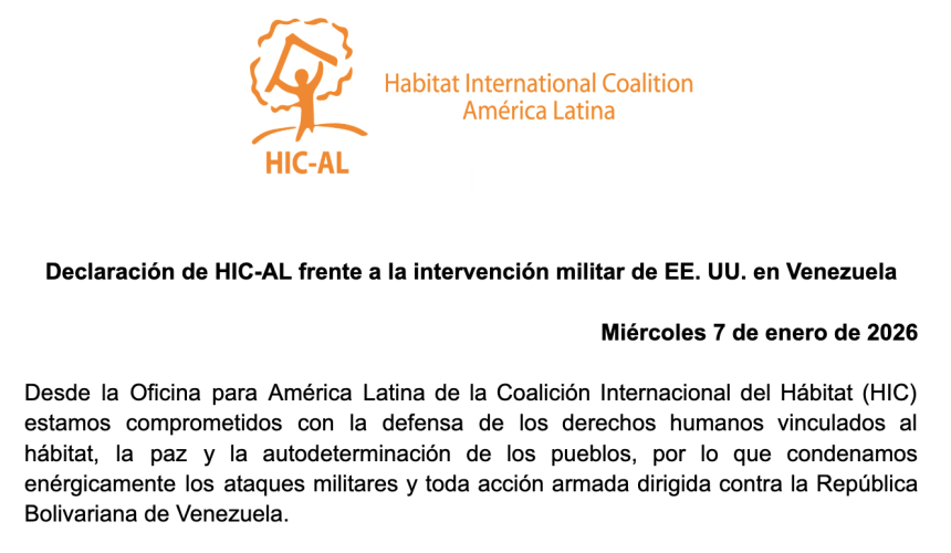 Declaración de HIC-AL frente a la intervención militar de EE. UU. en Venezuela Declaración de HIC-AL frente a la intervención militar de EE. UU. en Venezuela